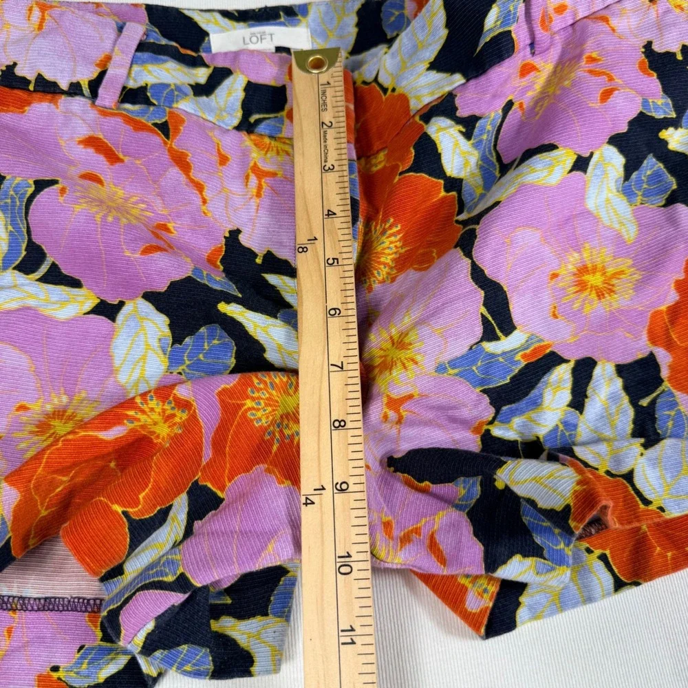 LOFT The Riviera Short 10 Pink Orange Floral Mid Rise Cotton Shorts